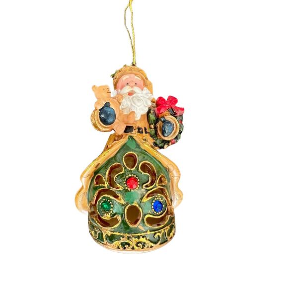 Vintage Santa Blue, Burgundy Christmas Tree Ornament - Picture 6 of 8